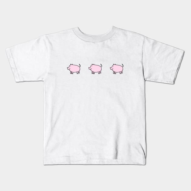 Three Cute Pink Pigs Left Kids T-Shirt by ellenhenryart